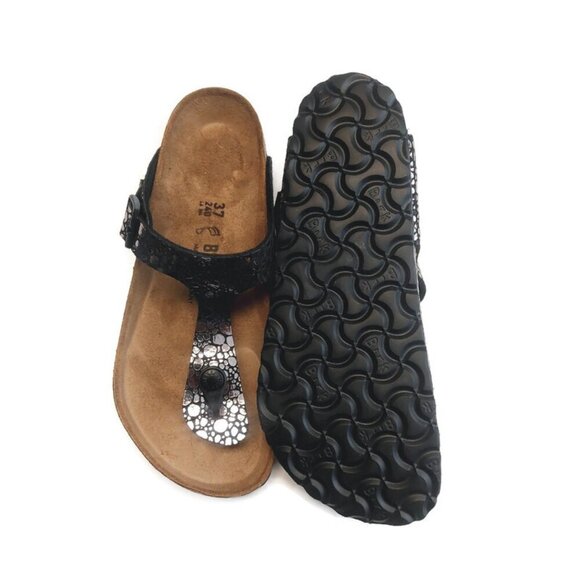 Birkenstock Gizeh Thong Sandals Womens 6-6.5 Black Metallic Stone EU 37 Regular - Picture 8 of 9
